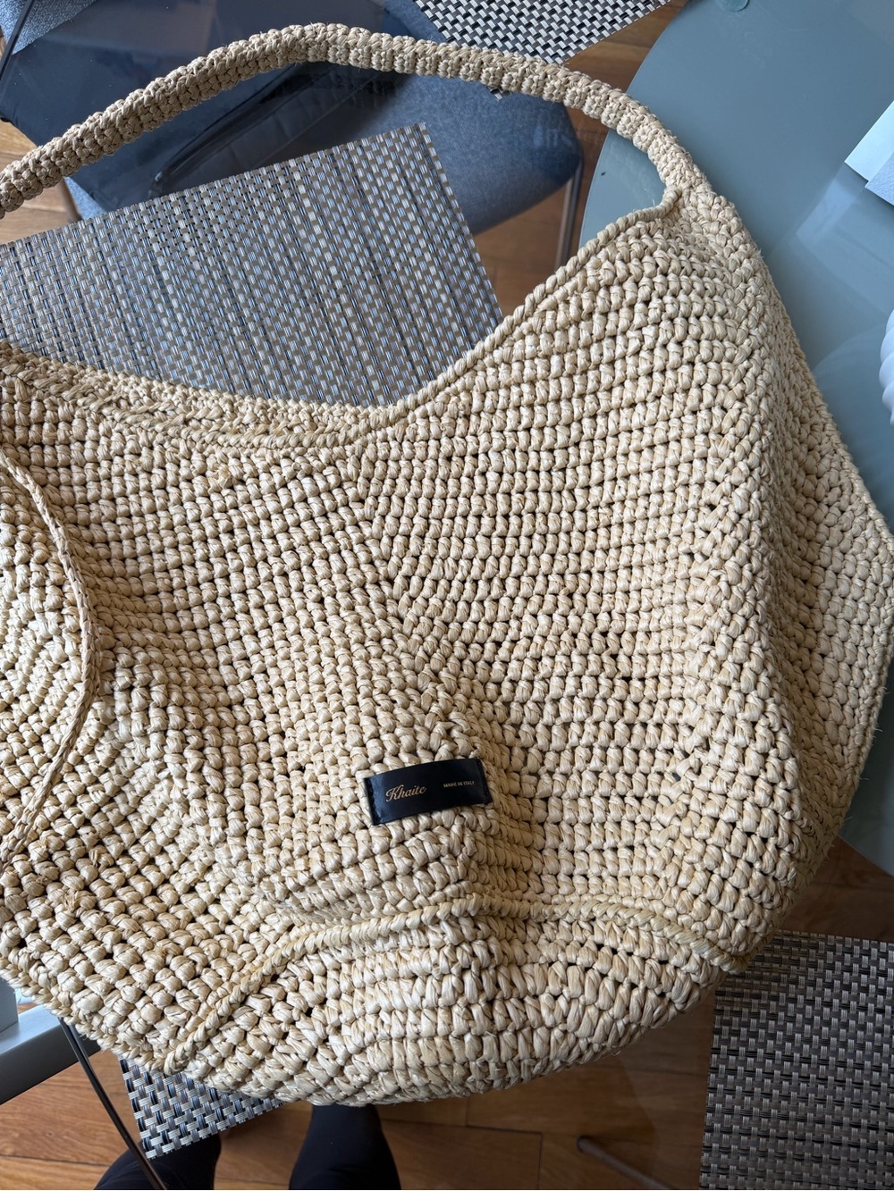 KHAITE Beige Handwoven Raffia Tote - Picture 7 of 7